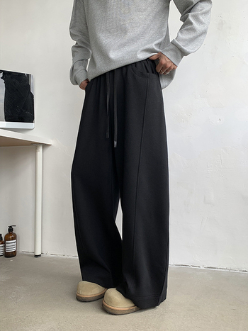 CleanFit σκούρο γκρι φαρδιά ανδρικά παντελόνια casual για άνοιξη και φθινόπωρο