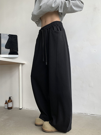 CleanFit σκούρο γκρι φαρδιά ανδρικά παντελόνια casual για άνοιξη και φθινόπωρο