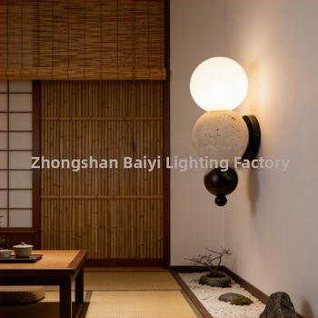 Wabi-Sabi štýl žltá travertínová nástenná lampa s vintage estetikou pre obývaciu izbu, spálňu, študovňu, penzión a hotel, ambientné osvetlenie chodby a pozadia steny