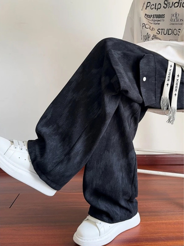 Tie-Dye cargo παντελόνια για άνδρες, φθινοπωρινά με μεγάλες τσέπες, αμερικανικό streetwear, φαρδιά μπατζάκια, χαλαρή ίσια γραμμή