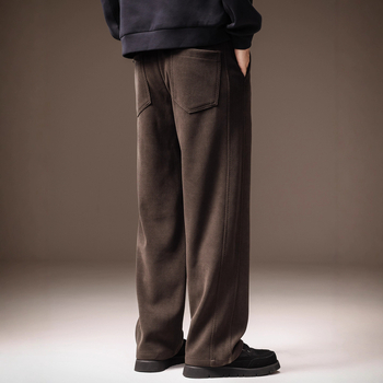Ανδρικά παντελόνια casual με υφή twill, φαρδιά γραμμή, φθινοπωρινή συλλογή 2025, ίσιο κόψιμο
