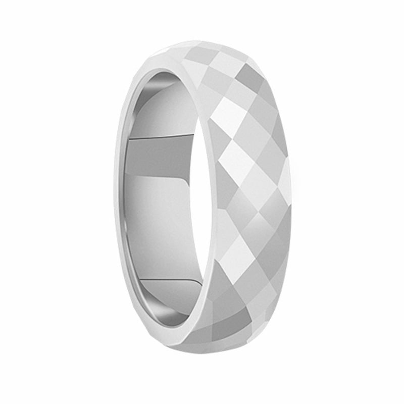 6 mm prsteň pre pár z titánovej ocele, štvoruholníkový geometrický dizajn, oblúková povrchová úprava