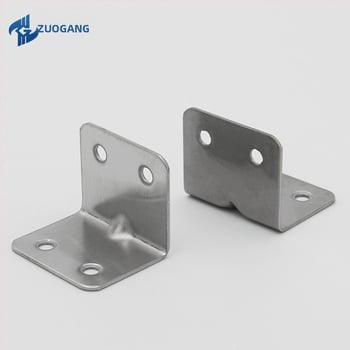 Left Steel L-tvarný uhlový spoj pre nohy stola a stoličky z nehrdzavejúcej ocele, 1,5 mm hrúbka, model 383015