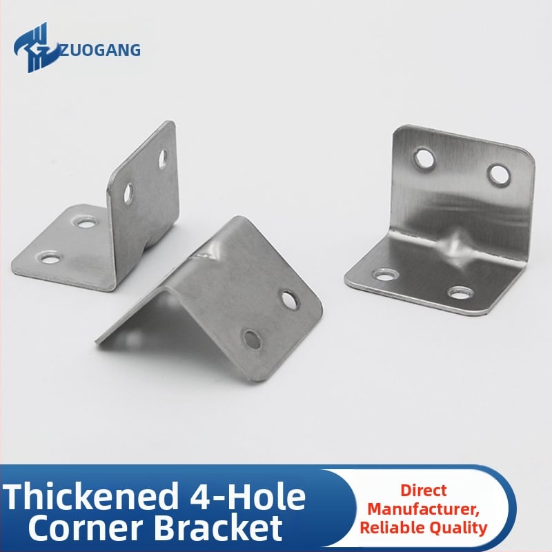 Left Steel L-tvarný uhlový spoj pre nohy stola a stoličky z nehrdzavejúcej ocele, 1,5 mm hrúbka, model 383015