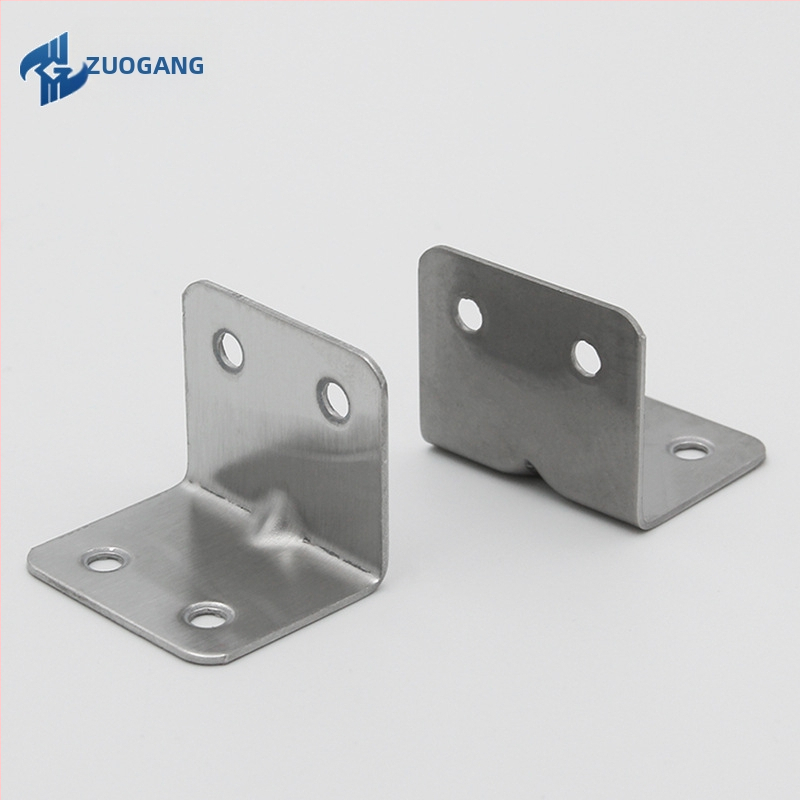 Left Steel L-tvarný uhlový spoj pre nohy stola a stoličky z nehrdzavejúcej ocele, 1,5 mm hrúbka, model 383015