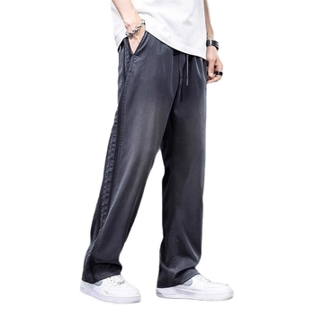 Πολυτελή ανδρικά casual παντελόνια από Tencel, καλοκαιρινή ελαφριά γραμμή, αμερικανικό high-street ύφος, χαλαρή ευθεία γραμμή με φαρδιούς παντελόνες, ευέλικτα