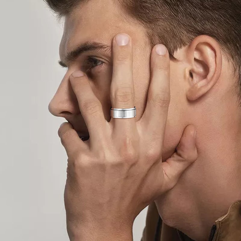 Nerezový prsteň s otočnou funkciou na uvoľnenie stresu, mužský štýl – európsko-americký, módne šperky, model R-39