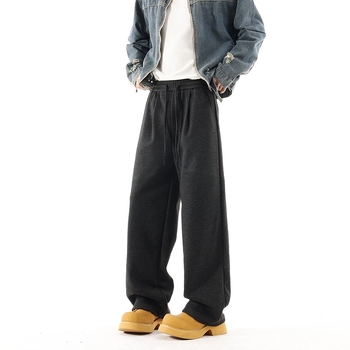 Pantaloni sport pentru bărbați CleanFit, stil american, țesătură groasă cu finisaj brushed, croială Slim-Fit dreaptă