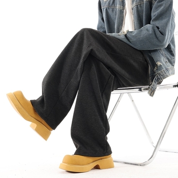 Pantaloni sport pentru bărbați CleanFit, stil american, țesătură groasă cu finisaj brushed, croială Slim-Fit dreaptă