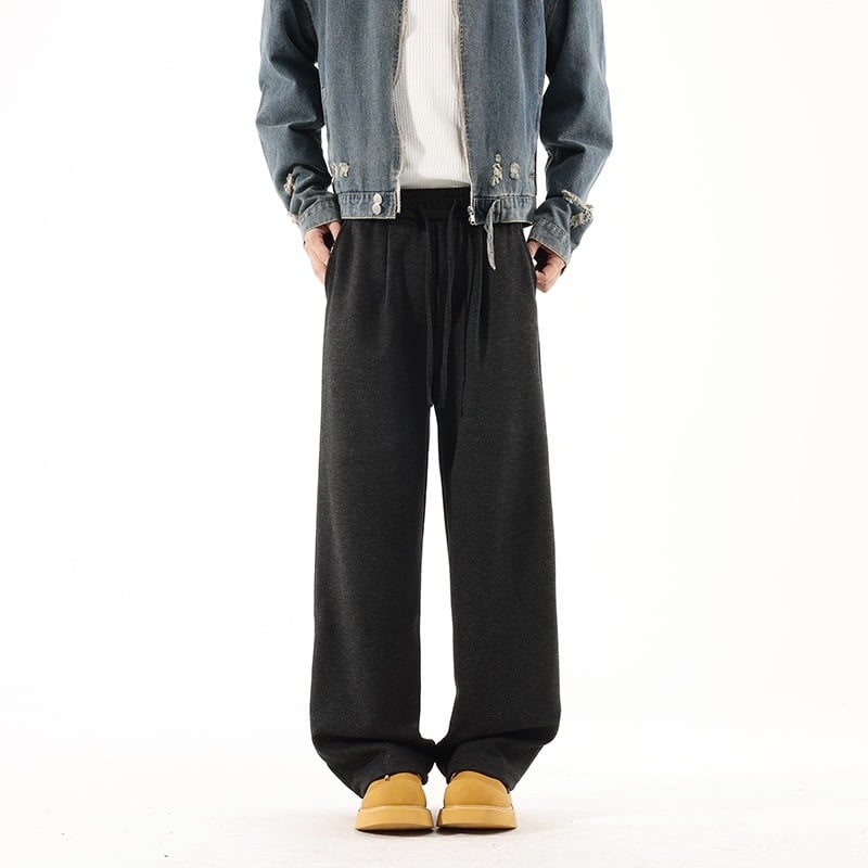 Pantaloni sport pentru bărbați CleanFit, stil american, țesătură groasă cu finisaj brushed, croială Slim-Fit dreaptă