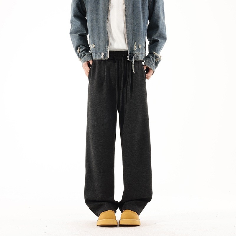 Pantaloni sport pentru bărbați CleanFit, stil american, țesătură groasă cu finisaj brushed, croială Slim-Fit dreaptă