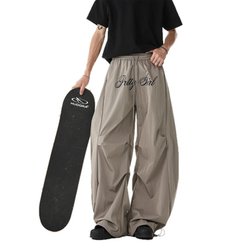 Pantaloni casual bărbați, cu broderie de litere, plisare, croi larg, uscare rapidă, pantaloni sport casual