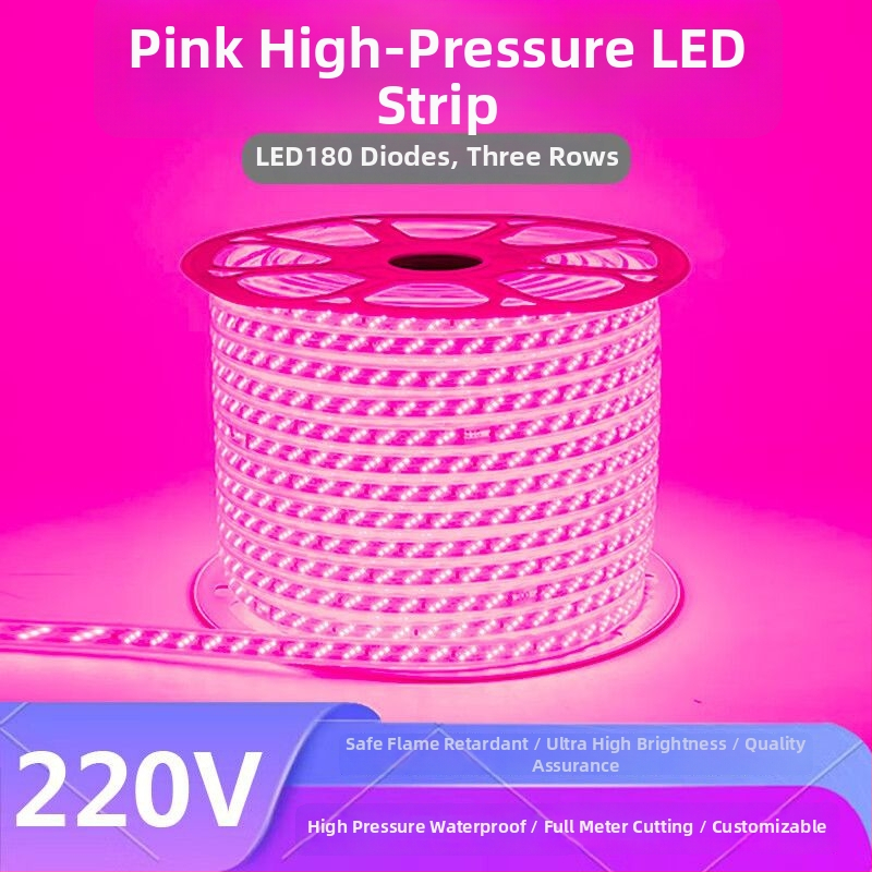 LED pásik fialovo-ružovej farby, 220V dekoratívne osvetlenie pre domov, romantické a kreatívne osvetlenie pre KTV, super jasné, vodotesné pre vonkajšie použitie