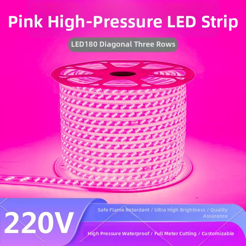 LED pásik fialovo-ružovej farby, 220V dekoratívne osvetlenie pre domov, romantické a kreatívne osvetlenie pre KTV, super jasné, vodotesné pre vonkajšie použitie