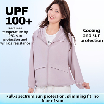 Dámska UPF100+ ochranná proti slnku bunda, ľahká letná z ice silk, priedušná pre vonkajšie športy