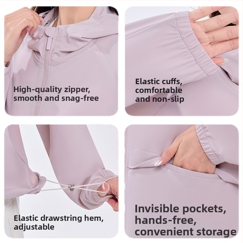 Dámska UPF100+ ochranná proti slnku bunda, ľahká letná z ice silk, priedušná pre vonkajšie športy