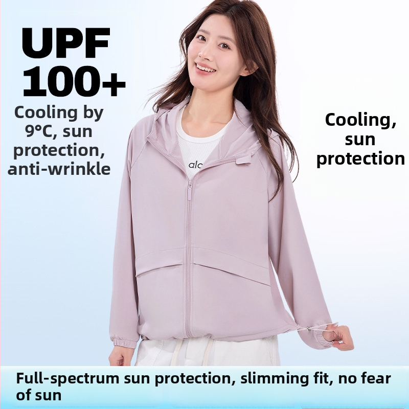 Dámska UPF100+ ochranná proti slnku bunda, ľahká letná z ice silk, priedušná pre vonkajšie športy