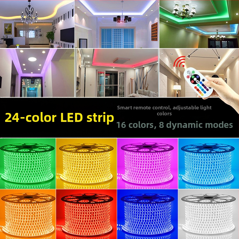 LED neonový pás pre domáce použitie, diaľkové ovládanie, viacfarebný, vodeodolný, RGB, 220V, zmena farby, do obývačky a exteriéru