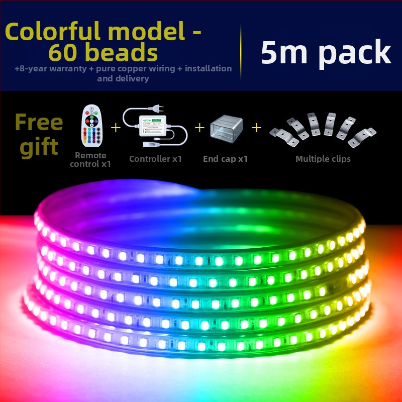 LED neonový pás pre domáce použitie, diaľkové ovládanie, viacfarebný, vodeodolný, RGB, 220V, zmena farby, do obývačky a exteriéru