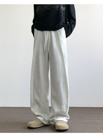 Pantaloni de trening gri deschis pentru bărbați, croi liber drept, casual pentru adolescenți, pantaloni sport pentru toate anotimpurile, stil modern.