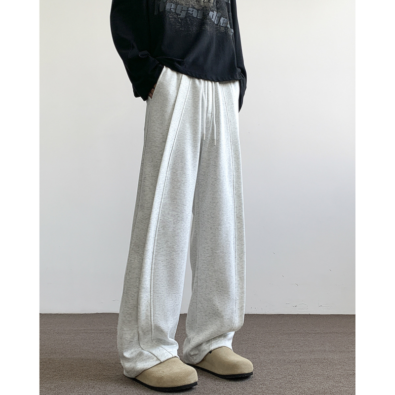 Pantaloni de trening gri deschis pentru bărbați, croi liber drept, casual pentru adolescenți, pantaloni sport pentru toate anotimpurile, stil modern.