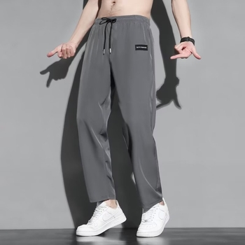 Pantaloni bărbați din ice silk, drepti, subțiri, uscare rapidă, croială lejeră, largi, sport-casual