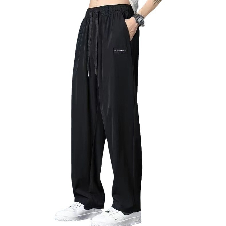 Pantaloni bărbați din ice silk, drepti, subțiri, uscare rapidă, croială lejeră, largi, sport-casual