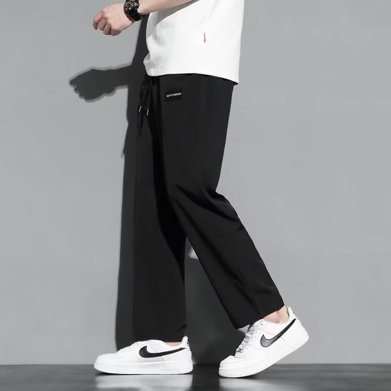 Pantaloni bărbați din ice silk, drepti, subțiri, uscare rapidă, croială lejeră, largi, sport-casual