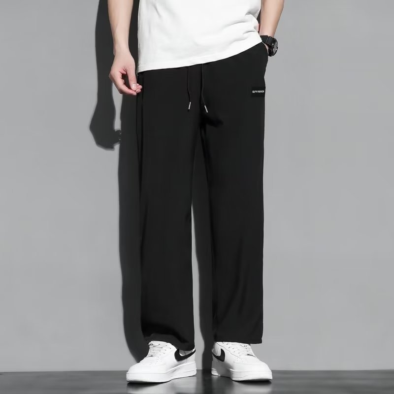 Pantaloni bărbați din ice silk, drepti, subțiri, uscare rapidă, croială lejeră, largi, sport-casual