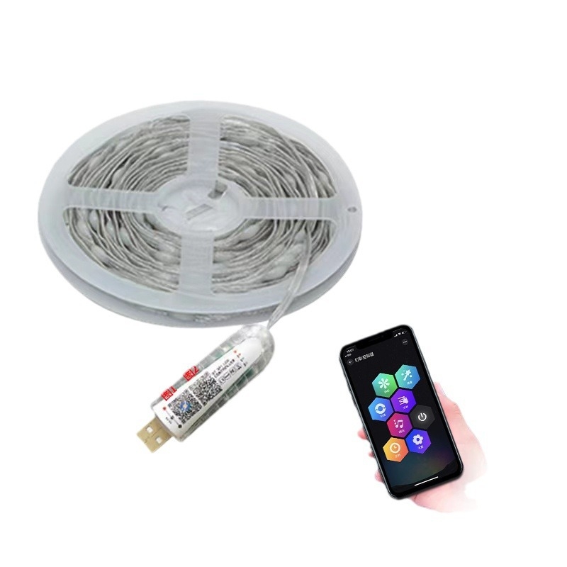 LED лента с три линии, интелигентно Bluetooth управление на музиката, цветна промяна за коледна атмосфера