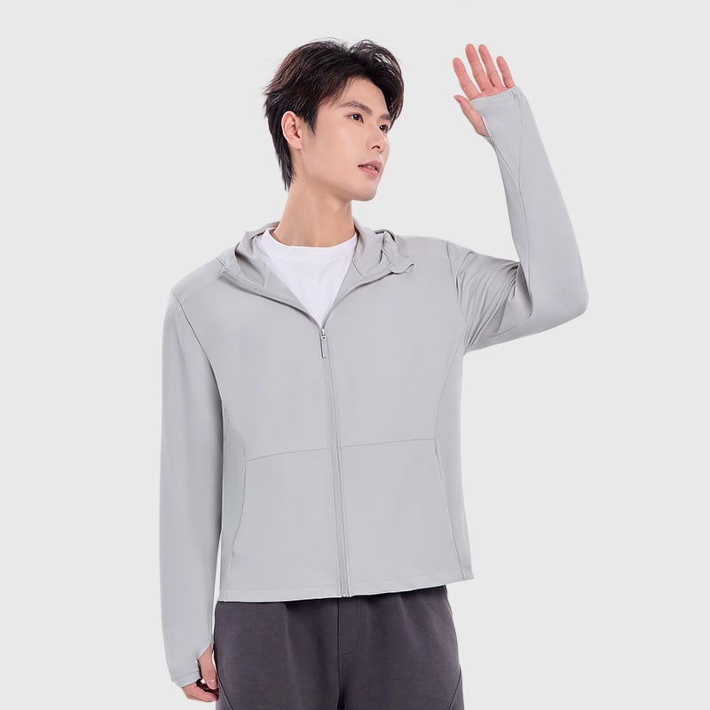 Jógové tričko s UV ochranou, s kapucňou, priedušné, štíhly strih, unisex letná bunda