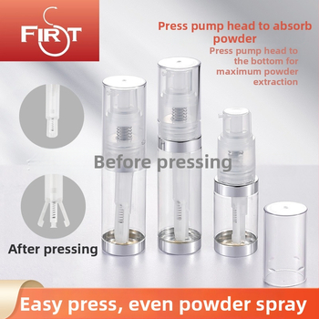 Rozprašovacia fľaša na suchý prášok, 60 ml/35 ml/50 ml, PET+PP, priehľadná s pozláteným alebo strieborným viečkom, rovnomerné dávkovanie
