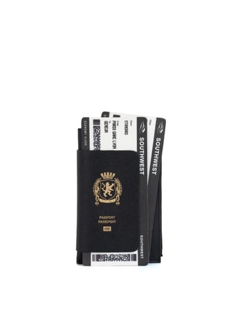 Kompaktná čierna peňaženka na pas a doklady so slotom na karty, proti krádeži, unisex