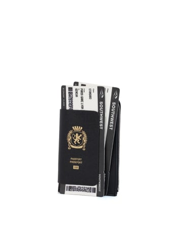 Kompaktná čierna peňaženka na pas a doklady so slotom na karty, proti krádeži, unisex