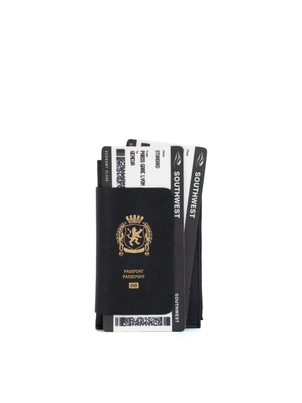 Kompaktná čierna peňaženka na pas a doklady so slotom na karty, proti krádeži, unisex