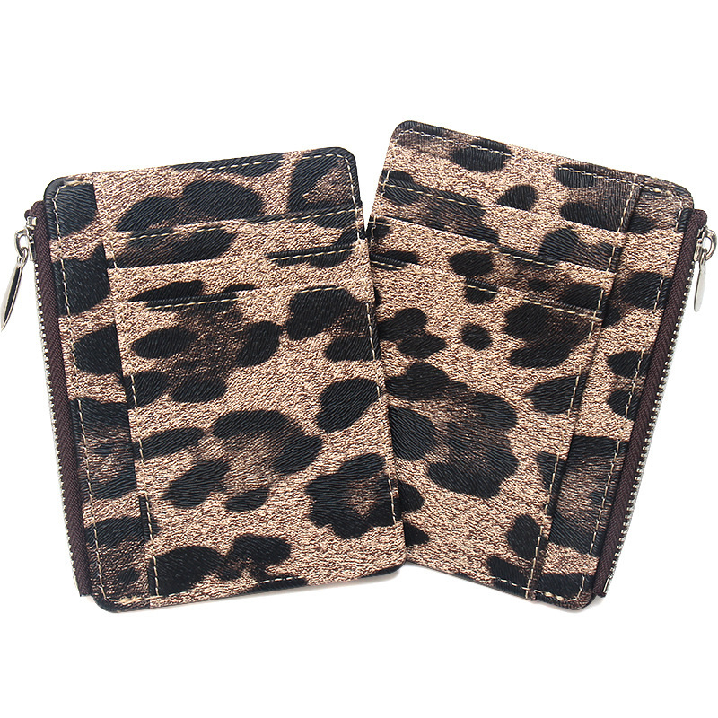 RFID zaštitna kartica s leopard uzorkom, velik kapacitet i zatvarač na zip, za kreditne i debitne kartice