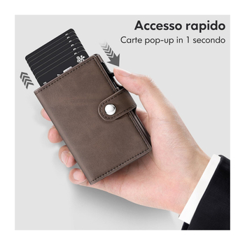 Muški lagani kožni držač kartica s aluminijskim kućištem, izvlačni prostor za kartice, pretinac za novčiće, RFID zaštita