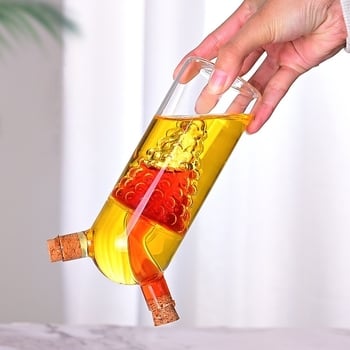 Boroszilikát üveg fűszertartó szójaszósz és ecet számára, kétfunkciós, zárható, konyhai ízesítő üveg