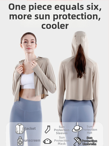 Dámsky plášť s kapucňou UPF50+ z Ice Silk, priedušný, rýchloschnúci, ochrana proti slnku