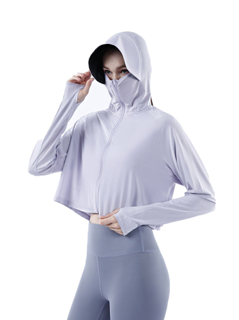 Dámsky plášť s kapucňou UPF50+ z Ice Silk, priedušný, rýchloschnúci, ochrana proti slnku