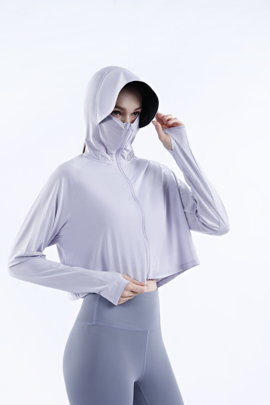 Dámsky plášť s kapucňou UPF50+ z Ice Silk, priedušný, rýchloschnúci, ochrana proti slnku