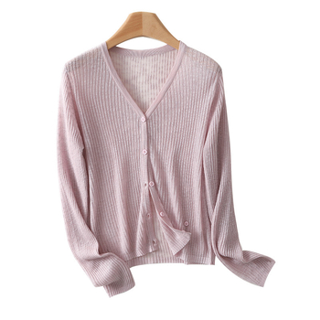Čierny tenký pletený kardigán s Ice Silk látkou, ochrana proti slnku, cropped strih, dlhé rukávy, na nosenie cez šaty s ramienkami