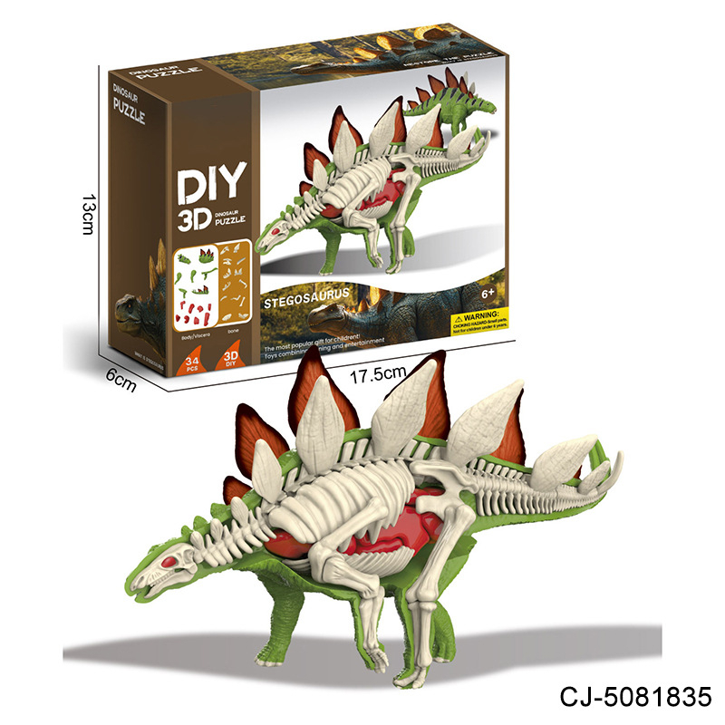 Vzdelávacia hra dinosaurových fosílií – archeologická stavebnica pre deti, DIY zostavenie kostry a anatómia zvierat
