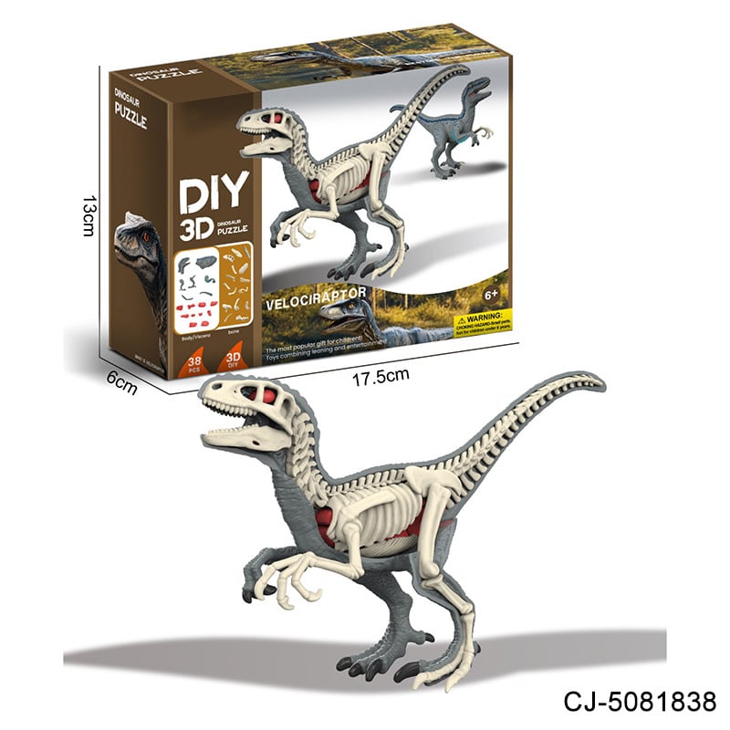 Vzdelávacia hra dinosaurových fosílií – archeologická stavebnica pre deti, DIY zostavenie kostry a anatómia zvierat
