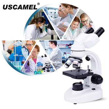 USCAMEL διπλοοπτικό μικροσκόπιο για μαθητές, 1000x μεγέθυνση, HD οπτικό μικροσκόπιο για τη βιολογία