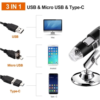 HD USB ηλεκτρονικό μικροσκόπιο με μεγέθυνση 1600×, 2‑σε‑1 και 3‑σε‑1 ψηφιακή μεγέθυνση για ηλεκτρονικά