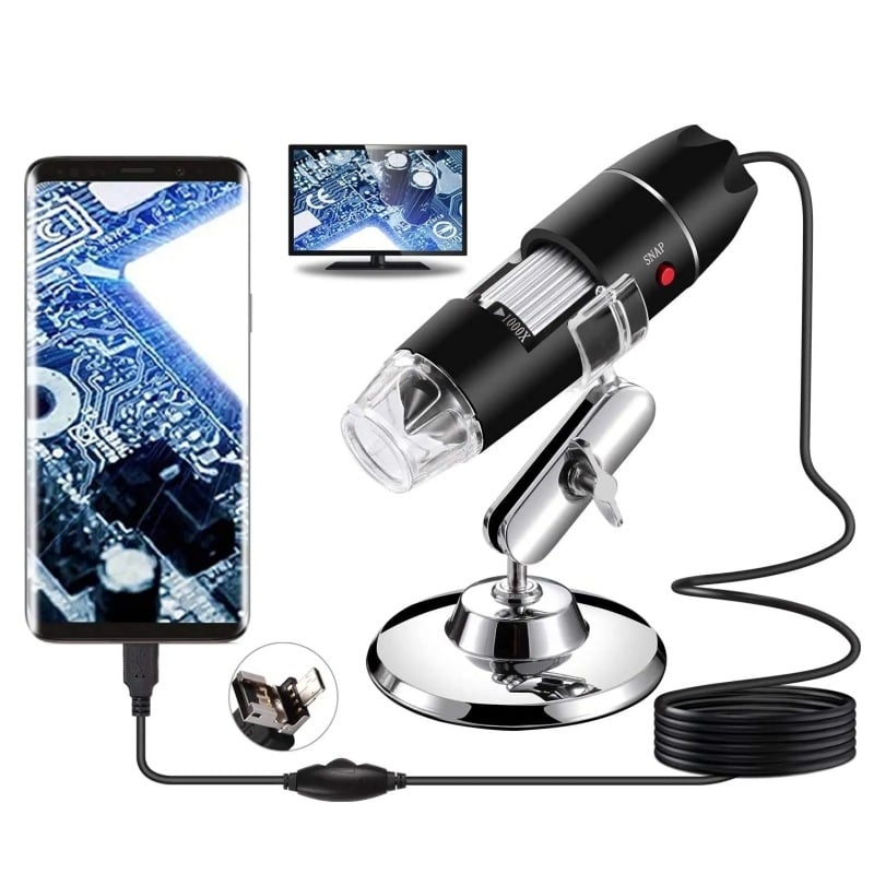 HD USB ηλεκτρονικό μικροσκόπιο με μεγέθυνση 1600×, 2‑σε‑1 και 3‑σε‑1 ψηφιακή μεγέθυνση για ηλεκτρονικά