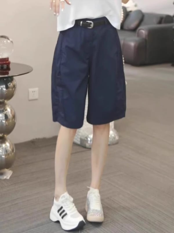 Vysoký pás, kórejský štýl, široké capri nohavice, casual strih, zoštíhľujúca siluetu