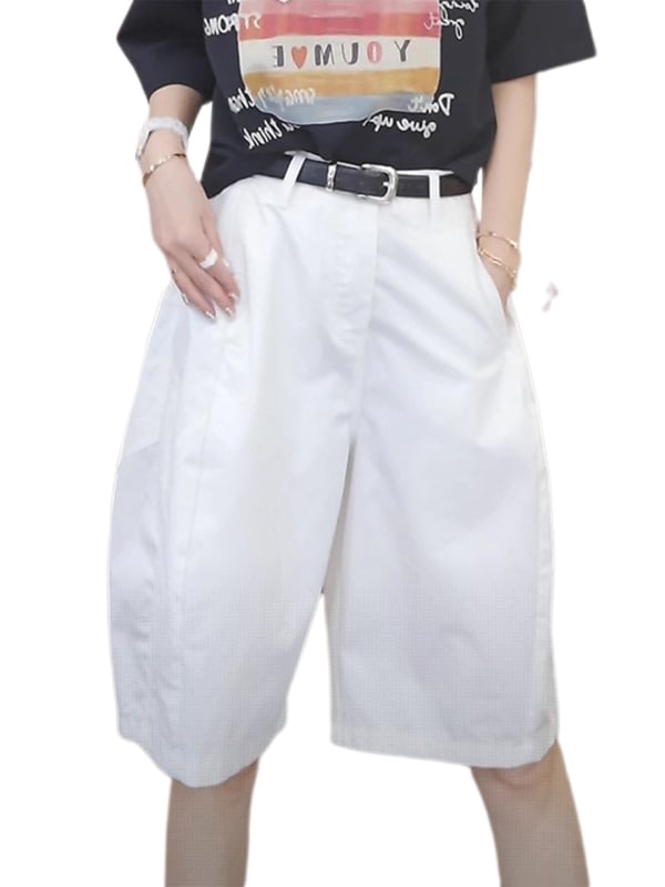 Vysoký pás, kórejský štýl, široké capri nohavice, casual strih, zoštíhľujúca siluetu