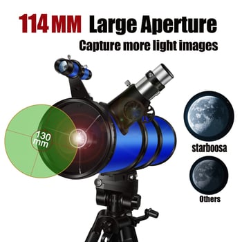 Newton-típusú reflektor teleszkóp 114 mm-es nagy átmérővel — teleszkóp kiegészítők és telefontartó